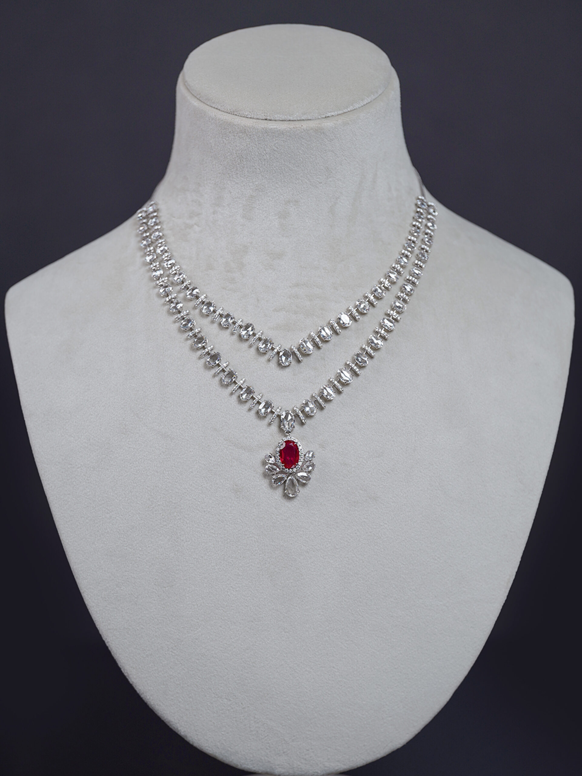 Ruby Crown Double-Strand Necklace